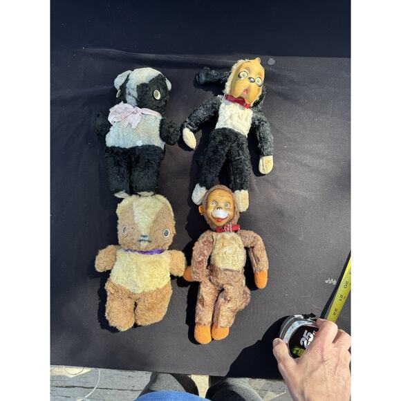 4 Rare 1950’s Vintage RUBBER FACE PLUSH STUFFED Toys Monkey Bears - Picture 1 of 12